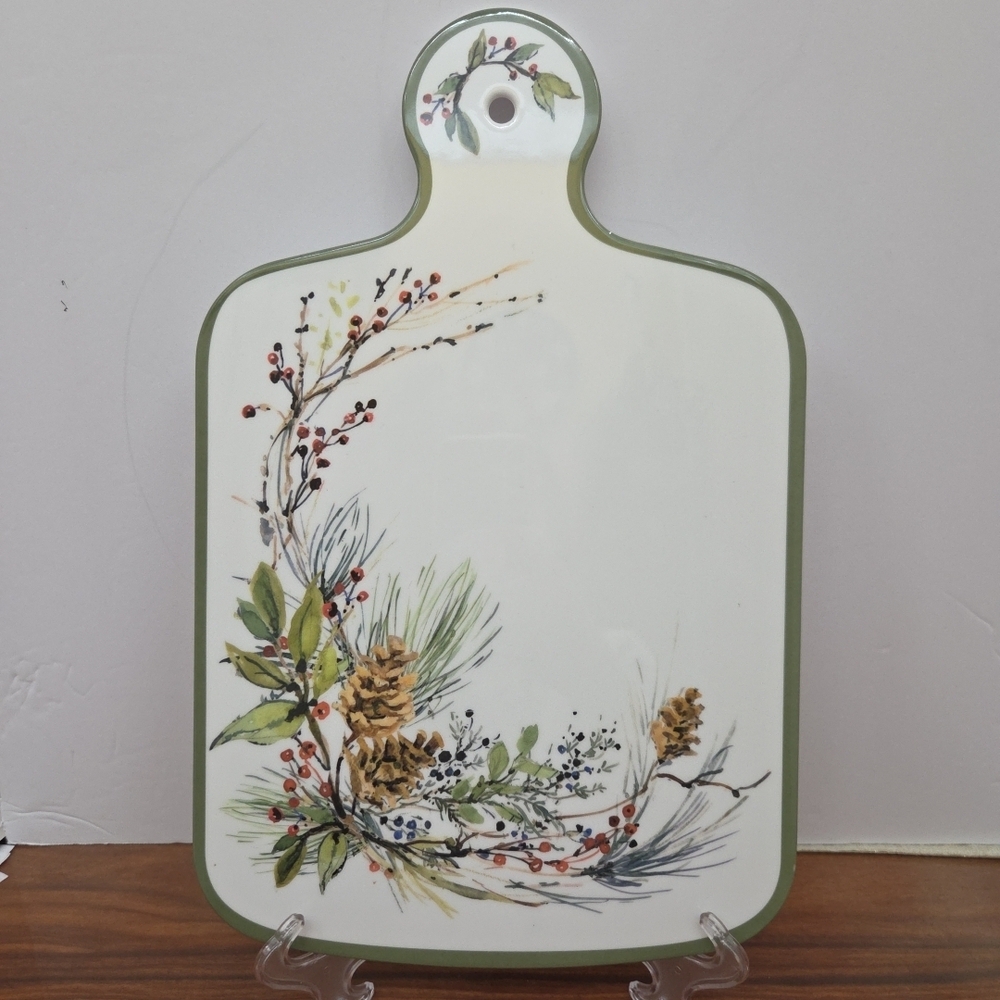 Certified International Green and White Cutting Board